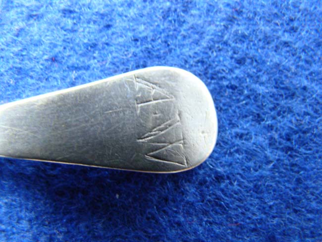 An American Silver Teaspoon made for a child circa 1720-1750 with maker's mark NK — image 2